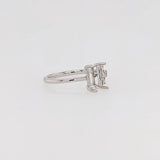 Asymmetrical Diamond Accented Ring Setting | Emerald Cut 6x4mm 7x5mm 8x6mm