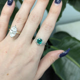 Ariax Solid 14k Gold Colombian Emerald Ring with Natural Diamonds Accents, 7mm