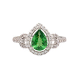Ivy 14K White Gold Tsavorite Garnet and Natural Diamonds Ring | PE 8x6mm