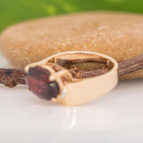 Rivya Solid 14K Gold Burgundy Tourmaline Ring with Natural Diamonds Accents, Oval 11.7x8.4mm