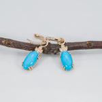 14K yellow gold sleeping beauty turquoise earrings