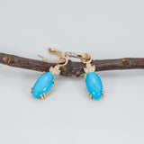 14K yellow gold sleeping beauty turquoise earrings