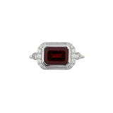 2.9Ct Garnet Ring with Natural Diamond Accents in Solid 14K Gold – Oval 9x7mm Fine Gemstone Ring