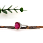 Renu 14K White Gold 5.8cts Madagascar Ruby Diamond Ring | Oval 10.3x7mm