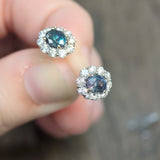 Katie 14K White Gold Alexandrite and Diamond Accents Earrings | Oval 5x4mm