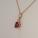 Madagascar Ruby Pendant with Earth Mined Diamonds in Solid 14K Gold – Round 4.5mm Natural Ruby Jewelry