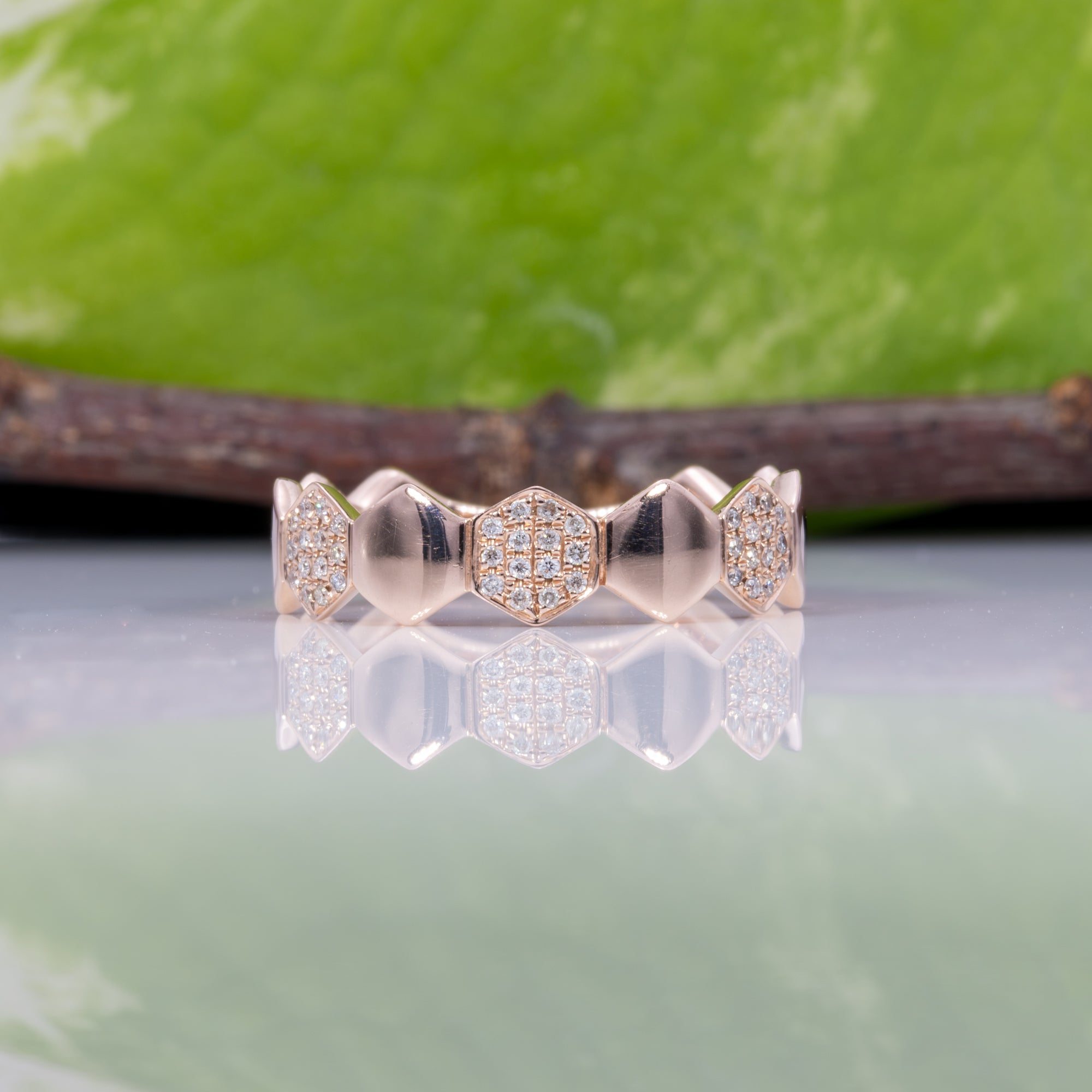 14K rose gold diamond band
