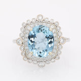 3.1Ct Aquamarine Ring with Natural Diamonds Accents: Solid 14K Gold, Oval 11x9mm