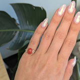 2.3Ct Italian Coral Ring with Earth Mined Diamond Accents in Solid 14K Gold – 10x8mm Statement Fine Jewelry Ring