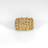 14K yellow gold basket-weave estate ring