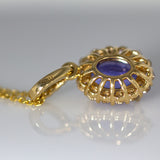 1.6cts 14k Solid Gold Tanzanite Pendant with Natural Diamonds Accents | Oval 9x7mm