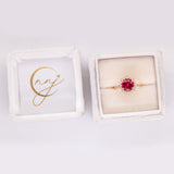 Nadira Madagascar Ruby Ring with Natural Diamonds Accents: 14k Solid Gold, Round 8mm