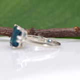 10K yellow gold London blue topaz estate ring with diamonds