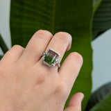 Nina 14K White Gold Watermelon Tourmaline and Diamond Ring | EM 10.7x6.3mm
