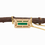 Yelina Solid 14k Gold Colombian Emerald Necklace with Natural Diamonds Accents 11x4mm