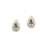 Valencia Solid 14k Gold Aquamarine Earrings with Earth Mined Diamond Accents: Pear 5x3mm
