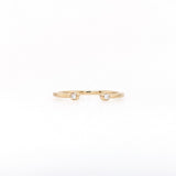 Open Band Ring with Bezel Diamond Accents in Solid 14K Yellow Gold | Stackable Band Ring