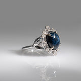 4Ct Star Sapphire Ring with Earth-Mined Diamond Accents in Solid 14K Gold – 10x8mm Bold Statement Gemstone Ring for Engagement or Fine Jewelry