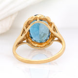 Sylvie 14k Solid Gold Statement London Blue Topaz Ring | Oval 13x9mm