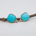 14K yellow gold sleeping beauty turquoise earrings