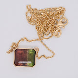 14K yellow gold bi-color tourmaline necklace