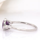 Twilight Solid 14K Gold Zambian Amethyst Ring with Natural Diamonds, Pear 12x8mm