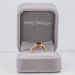 14K yellow gold Madagascar ruby estate ring with diamonds