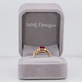 14K yellow gold Madagascar ruby estate ring with diamonds