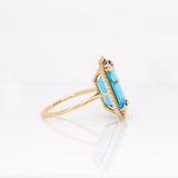 Aurelia 14k Solid Gold Swiss Topaz Ring with Natural diamonds | Emerald cut, 14x10mm