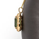 Hania 14K Yellow Gold Chrome Tourmaline Diamond Pendant | Cushion 12x9mm