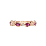 Vexa Solid 14k Gold Ruby Band Ring with Natural Diamonds Accents, Pear 5x3mm