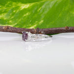 14K white gold purple spinel ring with diamond accents