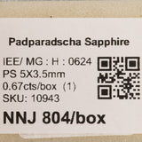 Natural Padparadscha Sapphire Pear 5x3.5mm 0.67cts – Heat Treated Loose Gemstone for Custom Jewelry