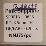 Natural Pink Sapphire Round 3.5mm 0.2cts – Heat Treated Loose Gemstone for a Bespoke Setting