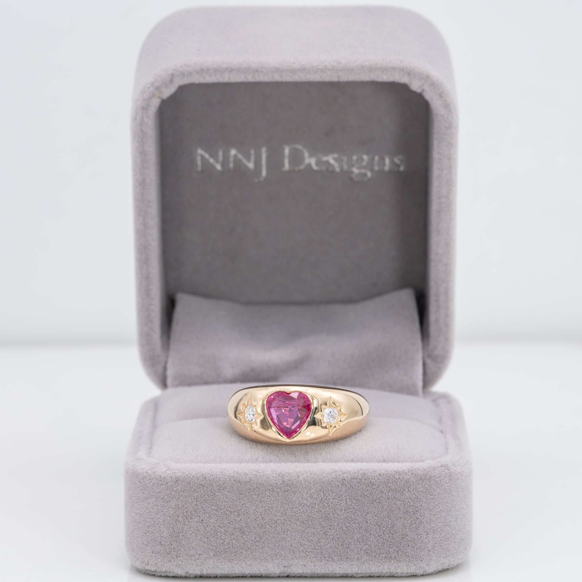 14K yellow gold pink sapphire ring