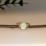 2.3ct Opal Ring w Natural Diamond Accents in Solid 14K Yellow Gold | OV 10x8mm