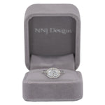 14K white gold oval lab grown diamond ring with diamond accents