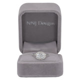 14K white gold oval lab grown diamond ring with diamond accents