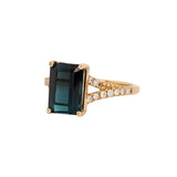 Apsara 14K Yellow Gold Indicolite Tourmaline Diamond Ring | EM 10x7mm