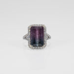 14K white gold bi-color tourmaline ring