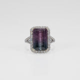 14K white gold bi-color tourmaline ring