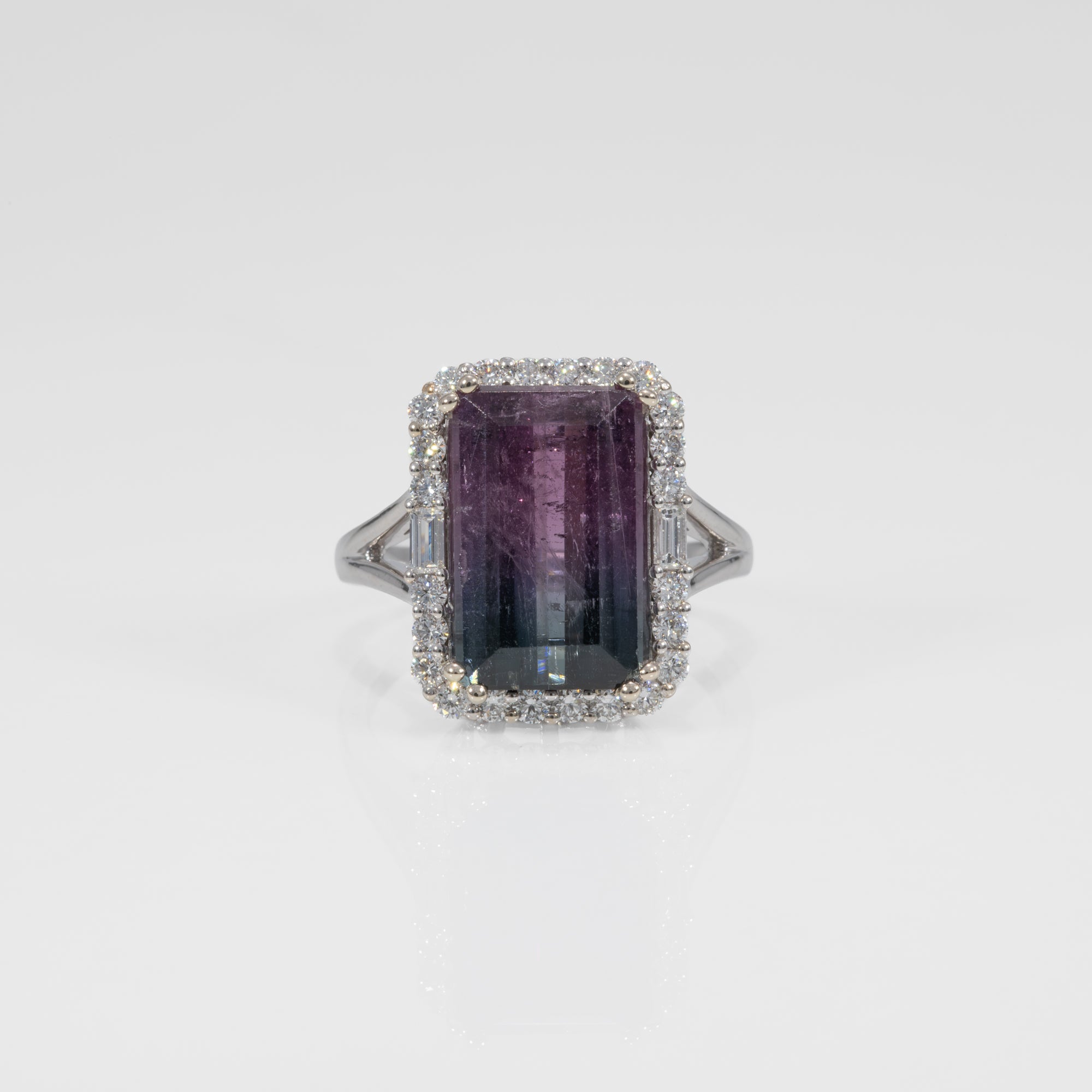 14K white gold bi-color tourmaline ring