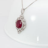Madagascar Ruby Pendant with Natural Diamond Accents | Solid 14K Gold Fine Jewelry Necklace