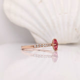 Adorable Pink Spinel Ring w Diamond Accents in Solid 14K Rose Gold | MQ 6x3mm