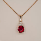 Madagascar Ruby Pendant with Earth Mined Diamonds in Solid 14K Gold – Round 4.5mm Natural Ruby Jewelry