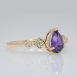 1.1ct Purple Sapphire Ring with Earth-Mined Diamonds in Solid 14K Gold, 7.5x5mm – Timeless Elegance