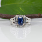 platinum ceylon sapphire ring