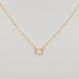 1 Ct Lab Diamond East-West Emerald Cut Pendant Necklace in Solid 14K Gold with Attached Chain – 7x5mm Diamond