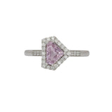 Elegant Pink Sapphire Ring with Natural Diamond Accents – Solid 14K Gold Trillion Cut Fine Jewelry Statement Design