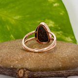 Maria Solid 14k Gold Boulder Opal Ring with Natural Diamond Accents, 13.4x3.6mm